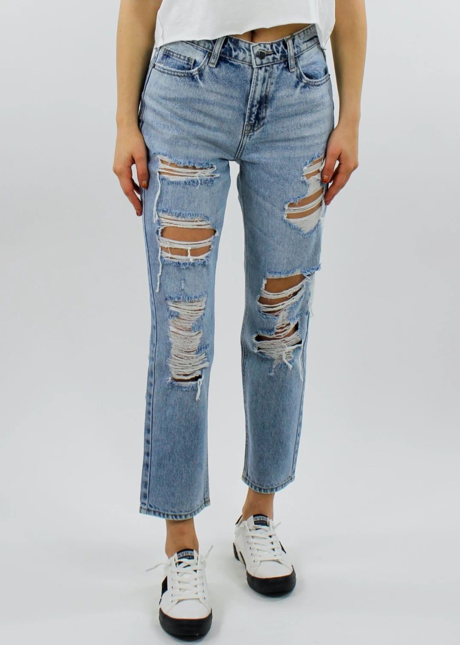 Bottoms * | Hidden Jeans Bottoms Worth It Boyfriend Jeans Light Wash Denim