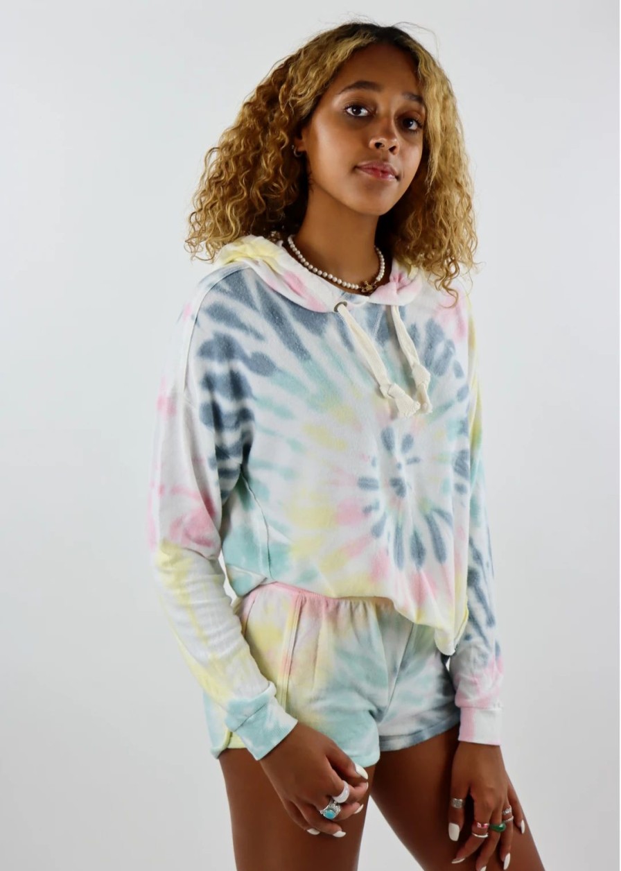 Tops * | Vintage Havana By Your Side Hoodie Rainbow Tie Dye Tops