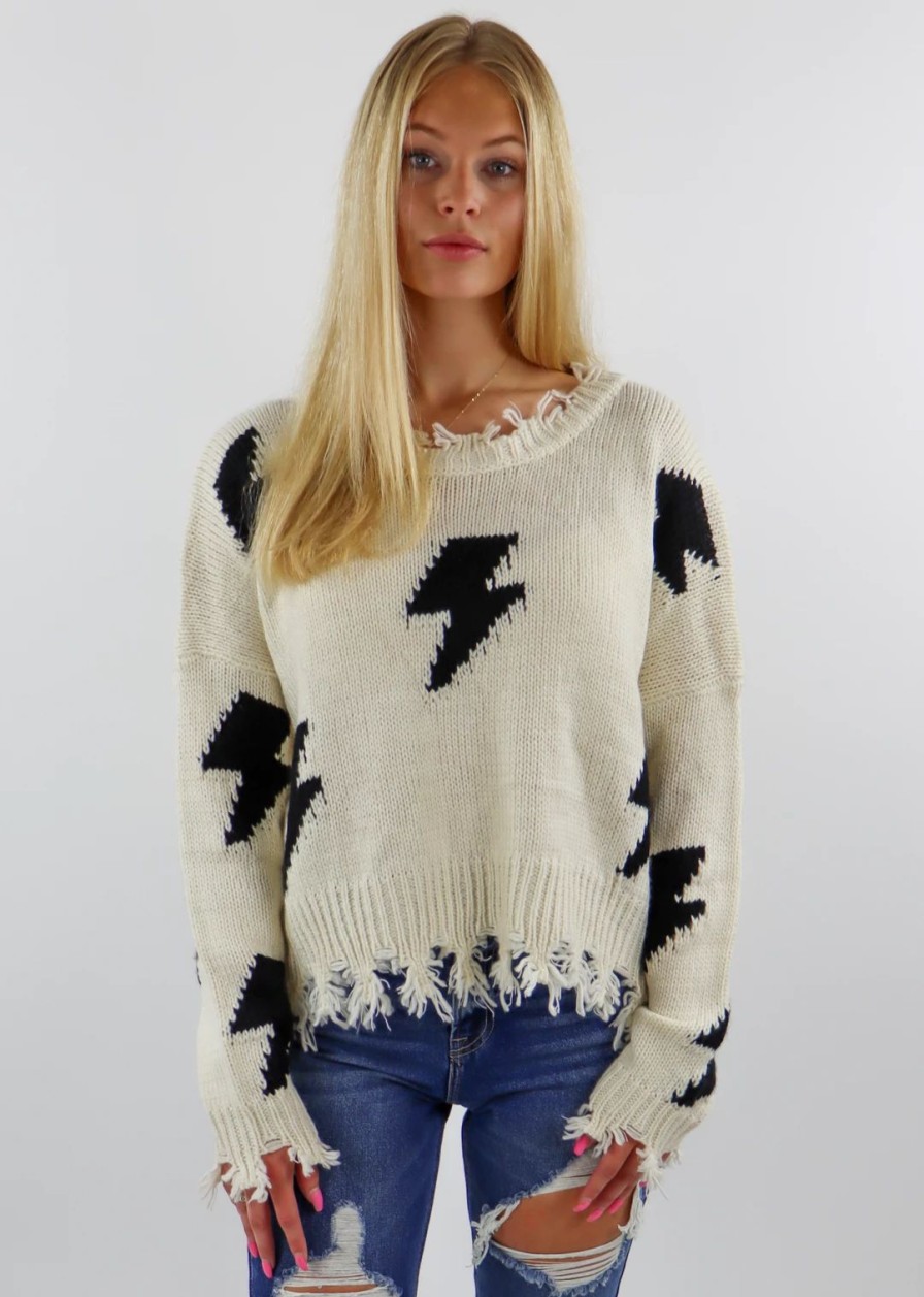 Tops * | Storia Thunderstruck Sweater Cream