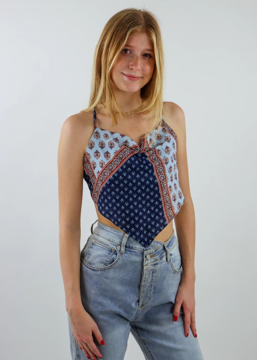 Tops * | Cotton Candy Tops Already Won Halter Top Blue Tones