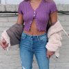 Tops * | Cotton Candy Tops Nice For What Short Sleeve Sweater Purple