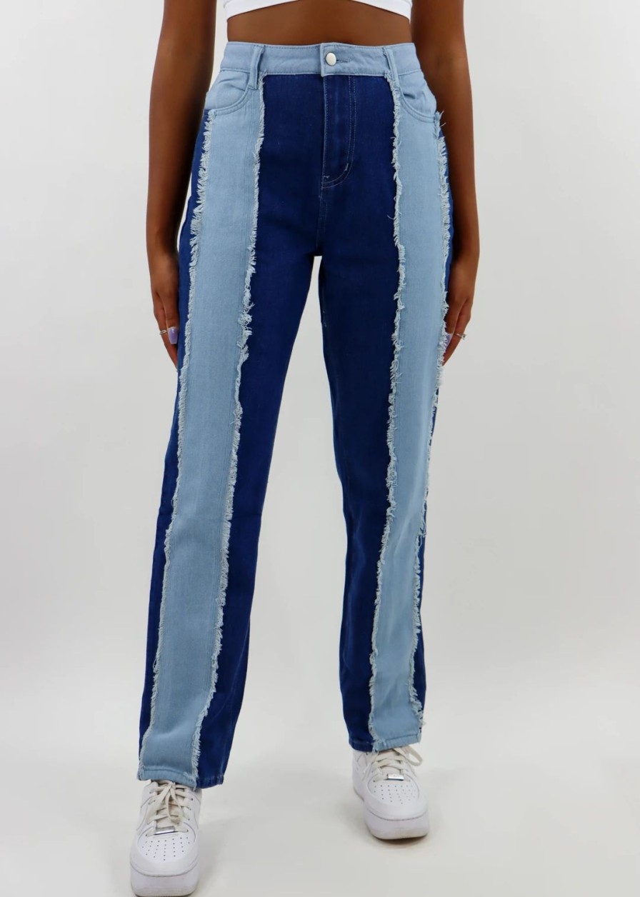 Newness * | Blue Blush Good Feelings Jeans Color Block Denim Newness