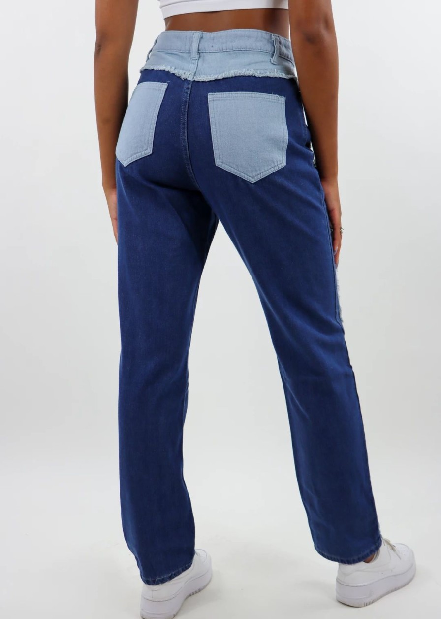 Newness * | Blue Blush Good Feelings Jeans Color Block Denim Newness