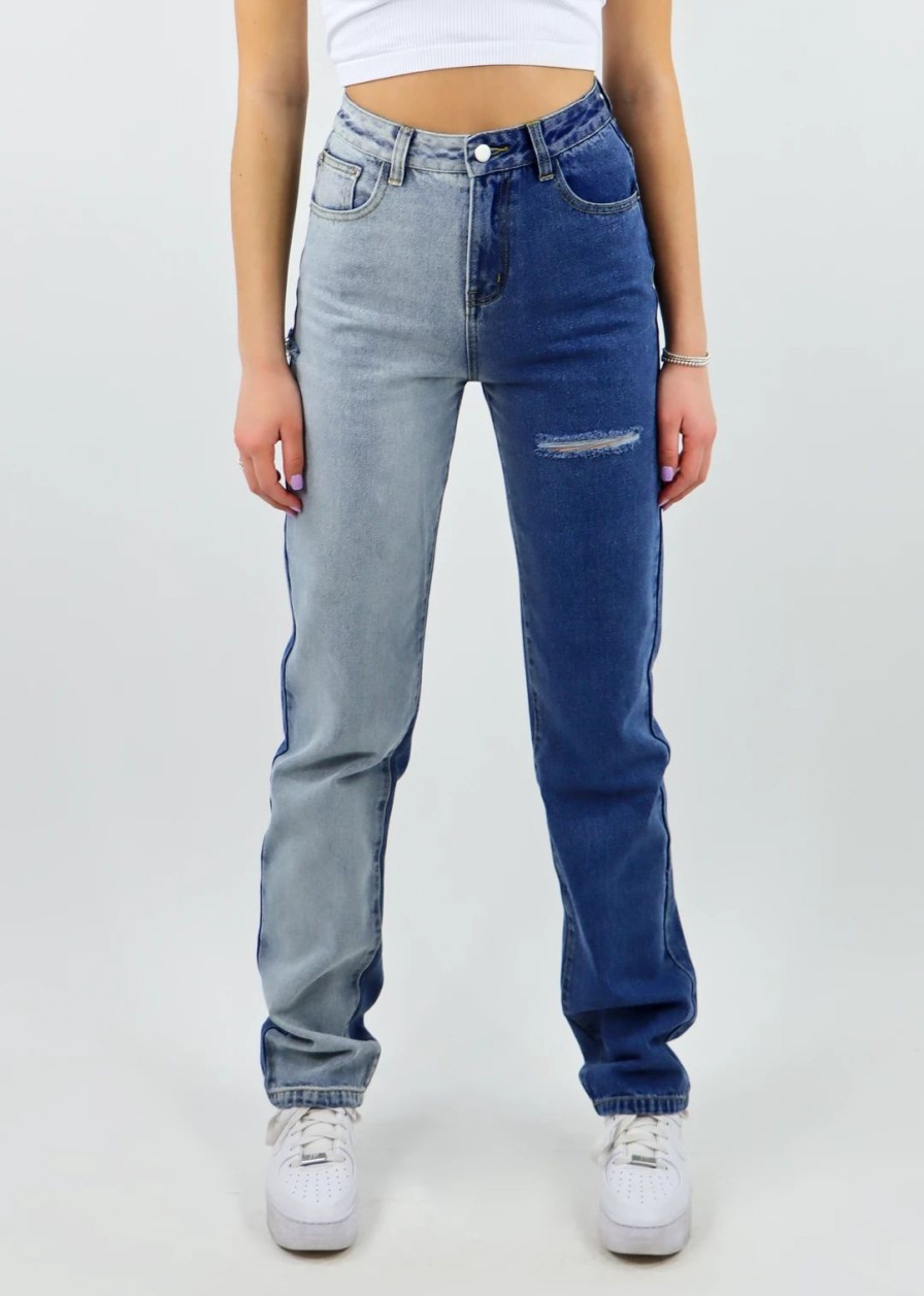 Bottoms * | The Kript Malibu Nights Jeans Two Toned Bottoms